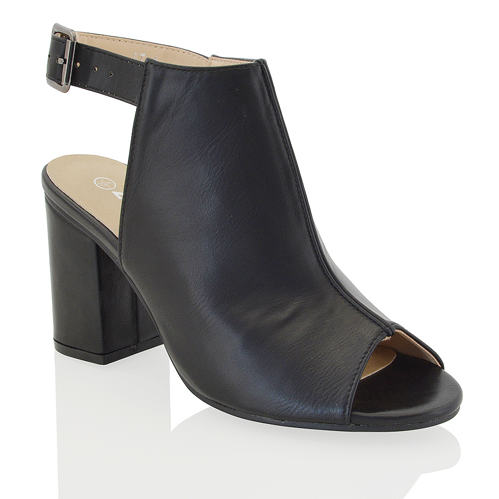 peep toe black heel boots